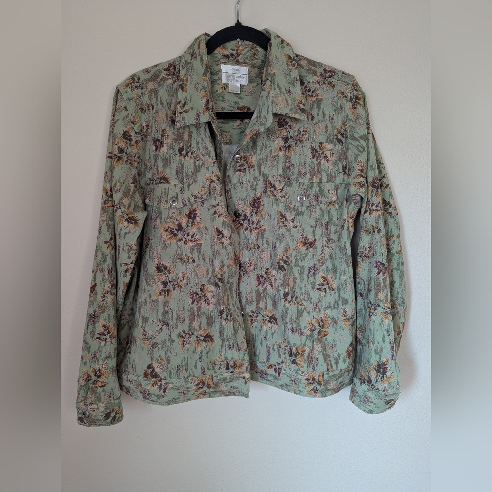Christopher & Banks Green and Brown Floral Jacket Size L
